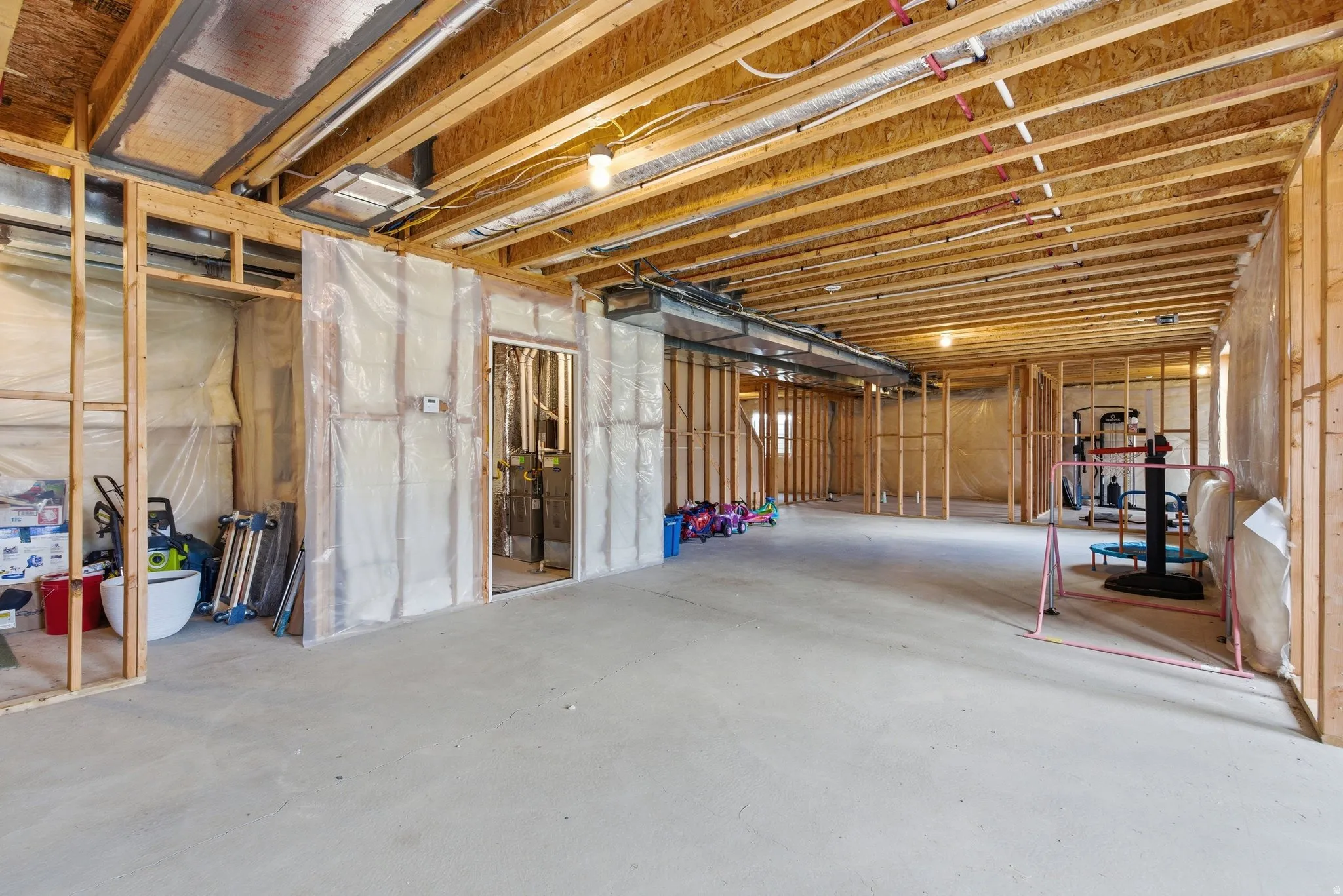 View of unfinished basement