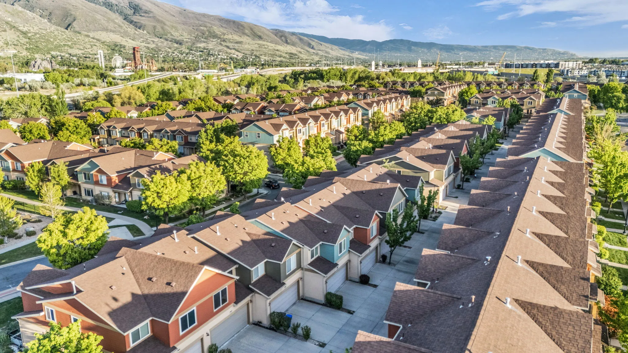Drone / aerial view of a mountain backdrop