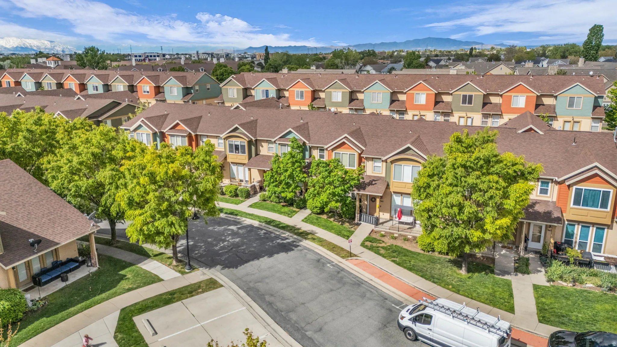 Aerial view of a mountain backdrop