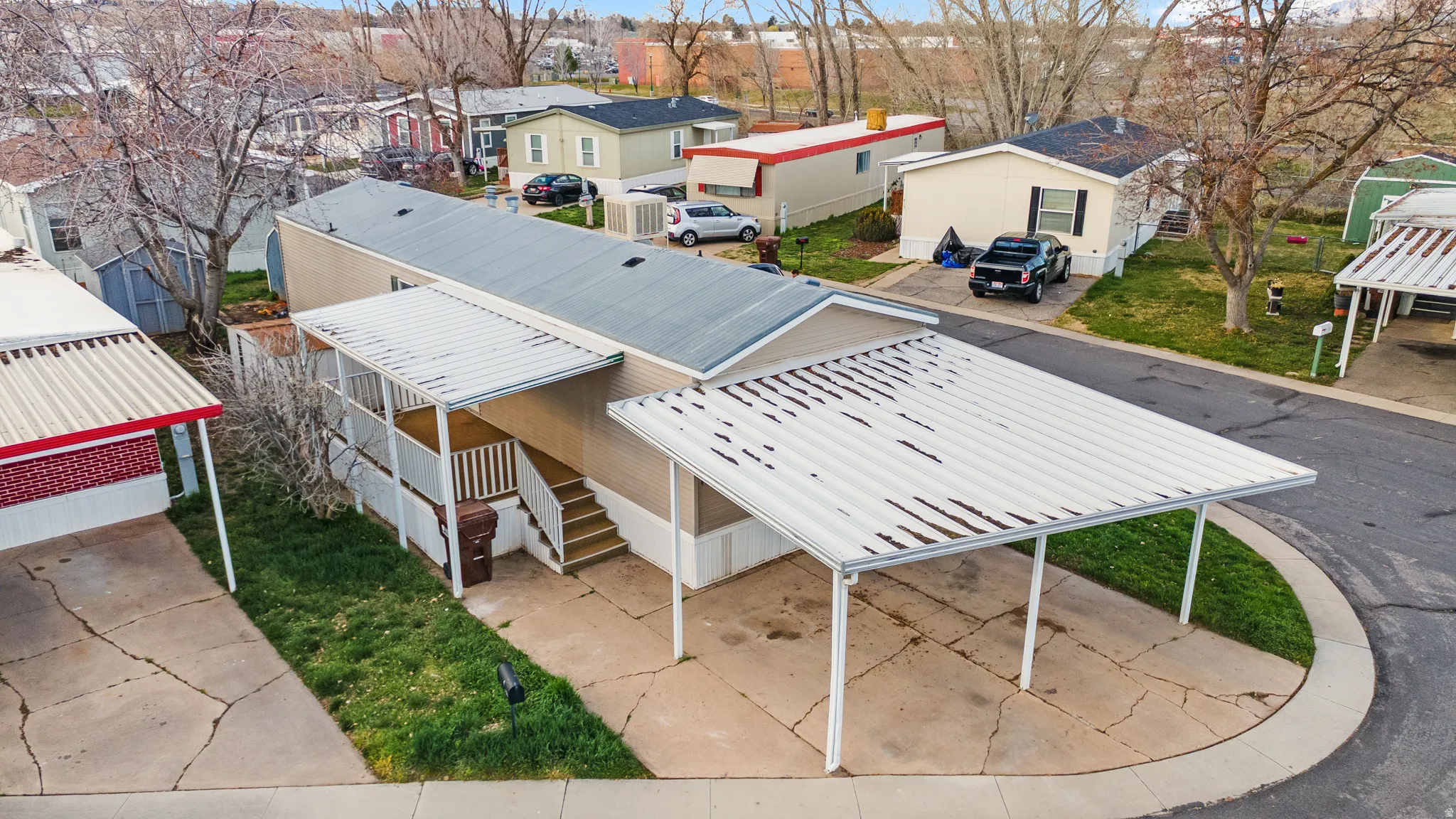 Aerial perspective of suburban area