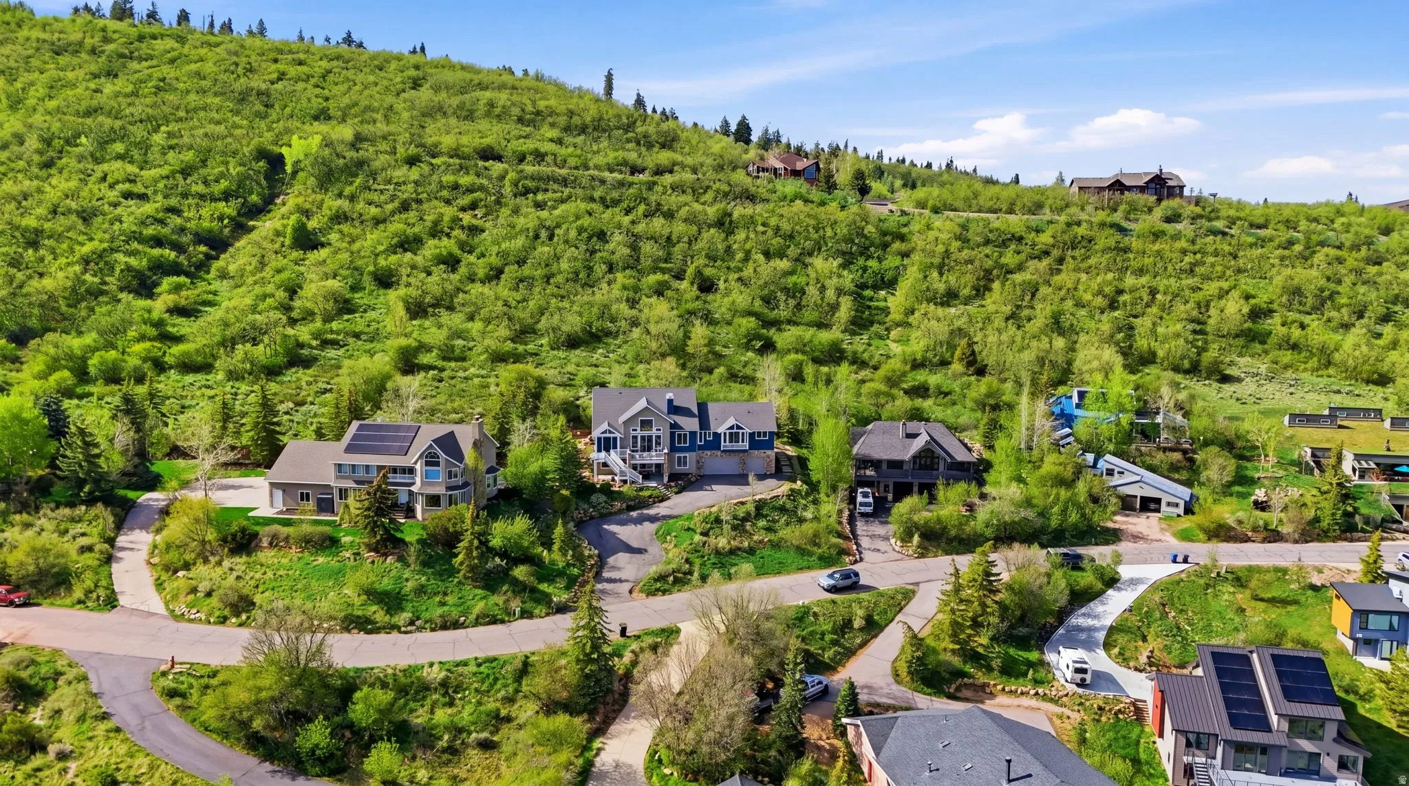 Aerial perspective of suburban area