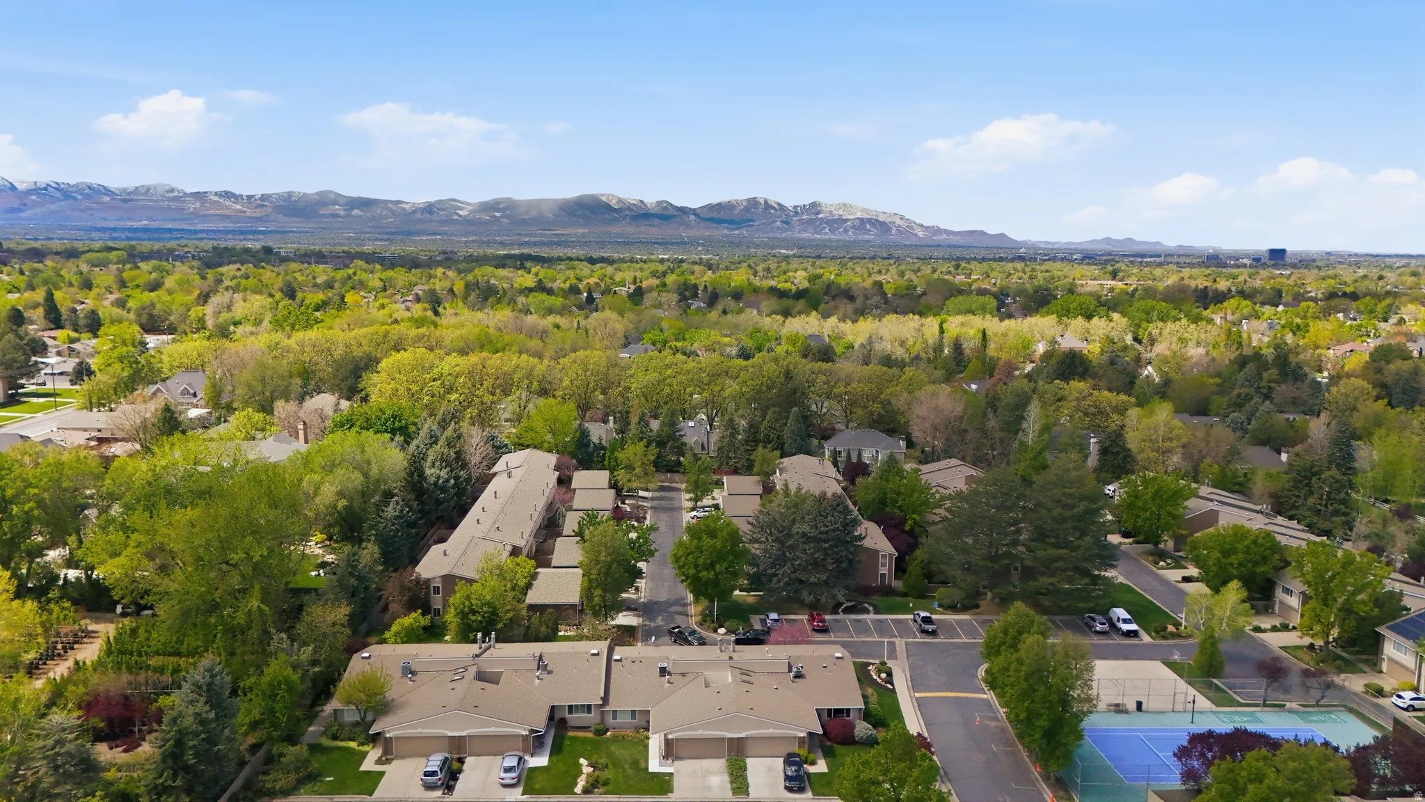 Aerial view of a mountain backdrop