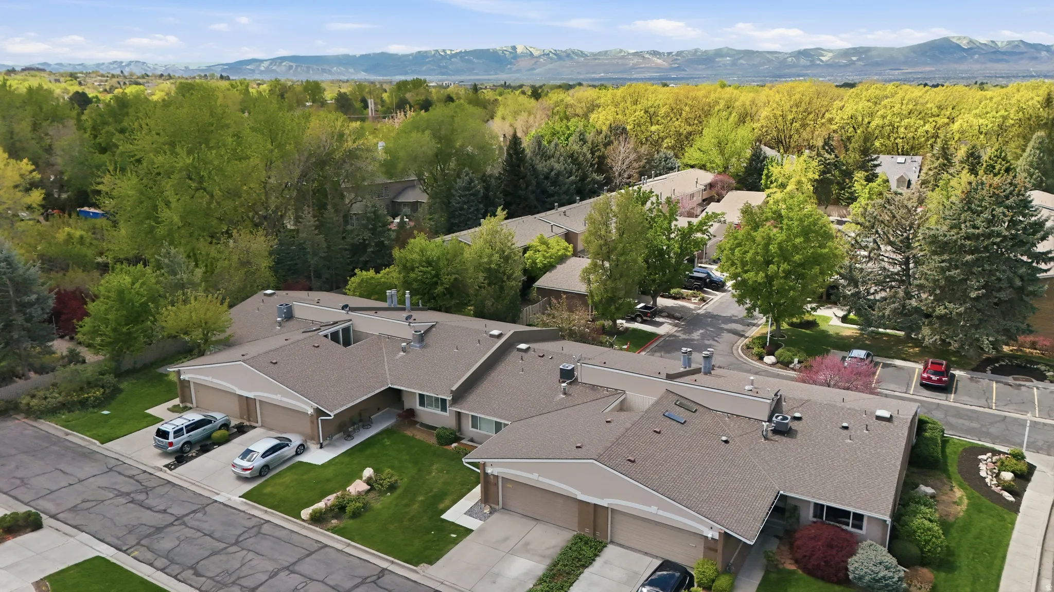 Aerial view of a mountain backdrop