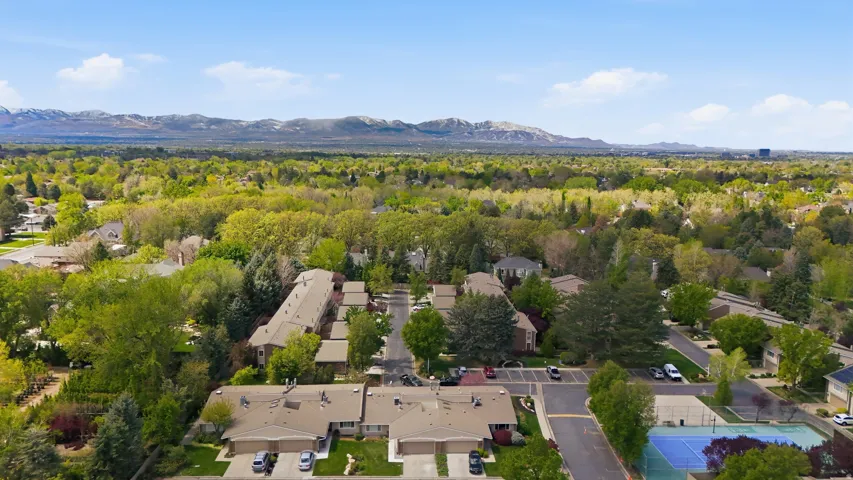 Aerial view of a mountain backdrop