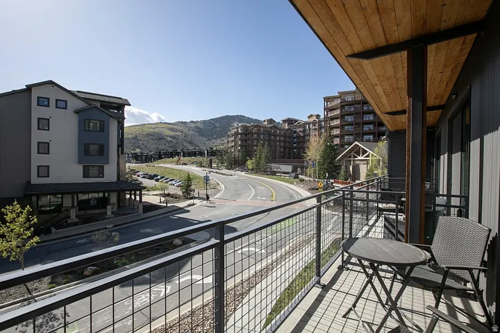 Balcony with a mountain view