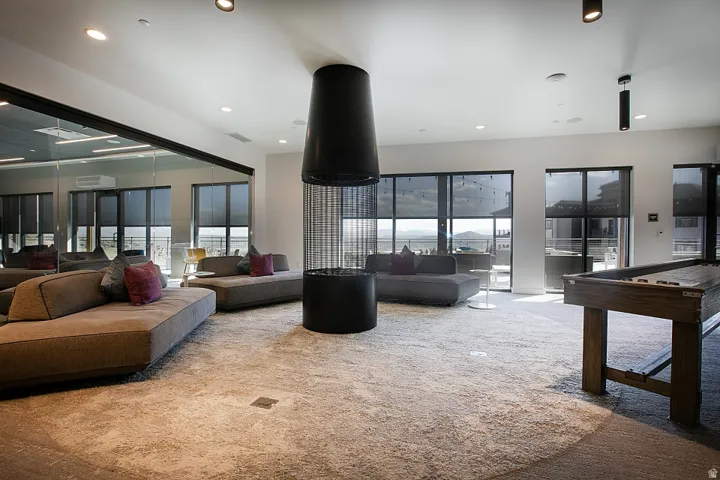 Community lobby featuring recessed lighting