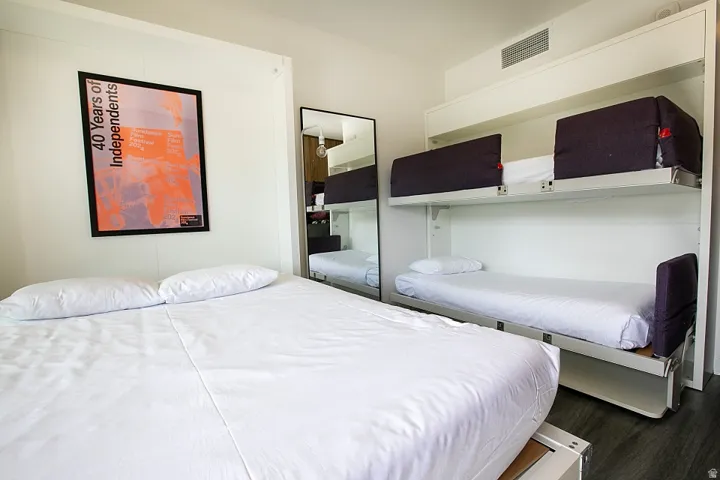 Bedroom featuring dark wood-type flooring