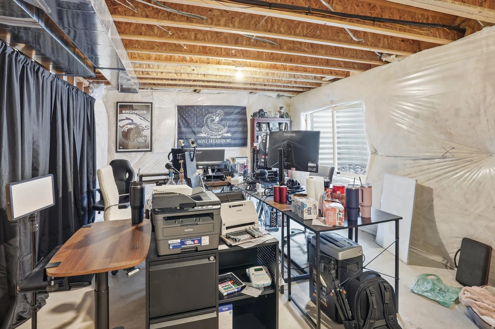 Office space featuring concrete floors