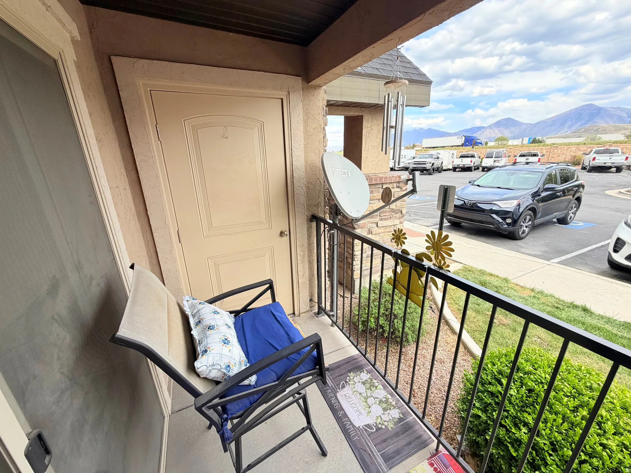 Balcony with a mountain view
