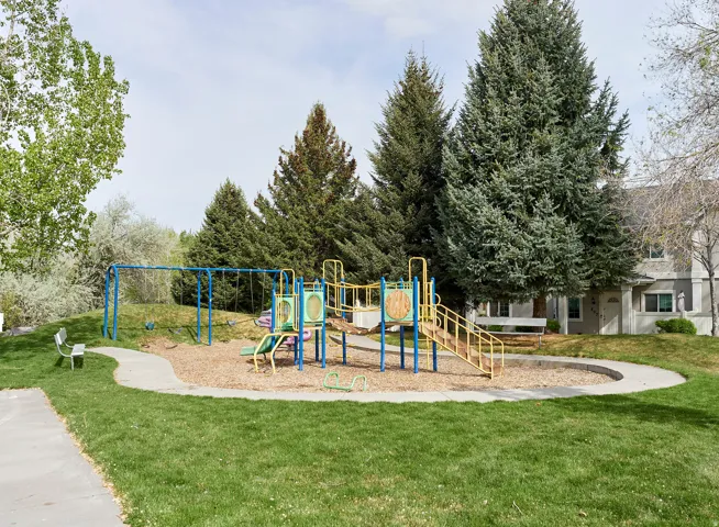 Communal playground with a lawn