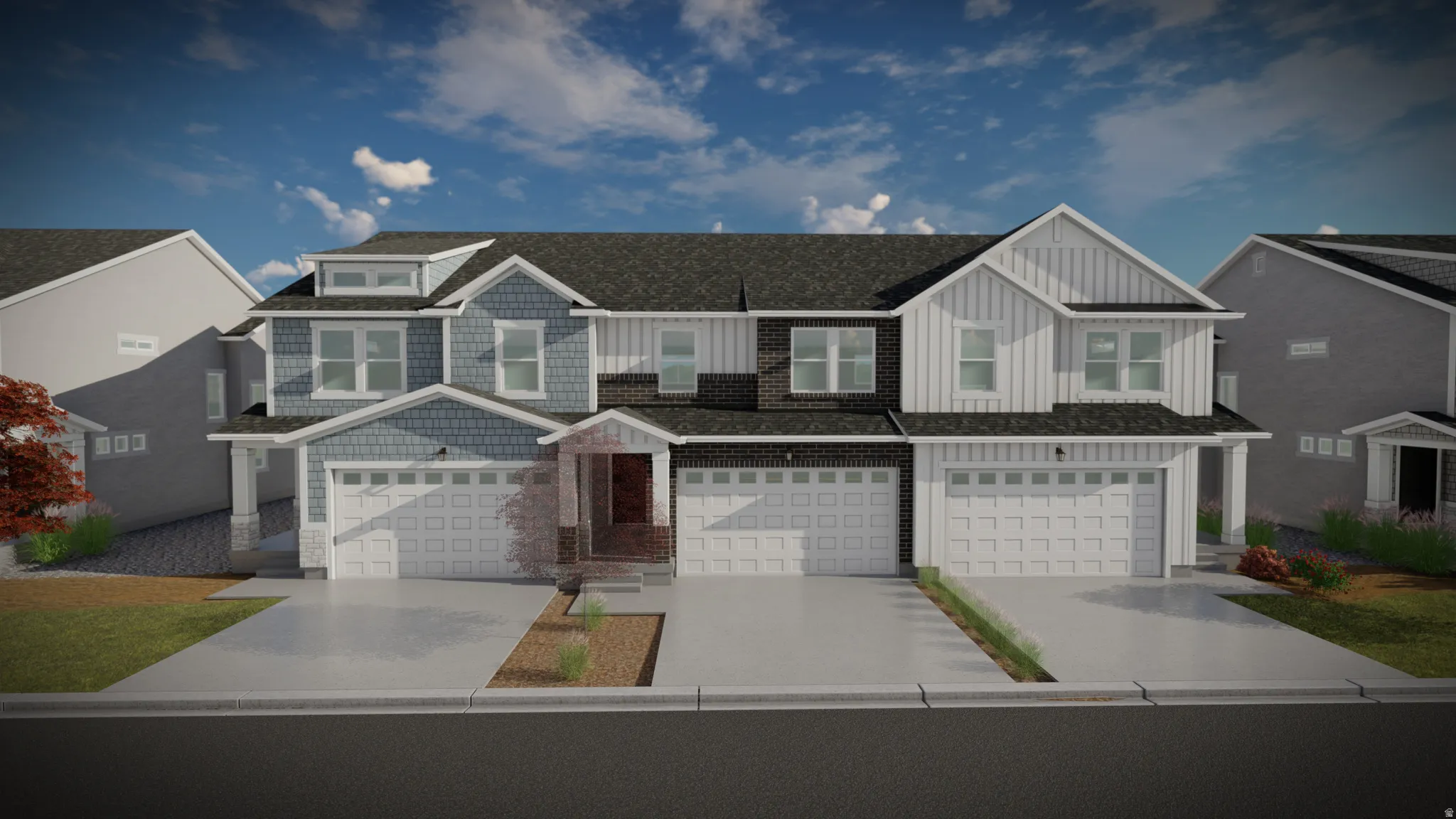 View of front of property with board and batten siding, concrete driveway, and an attached garage