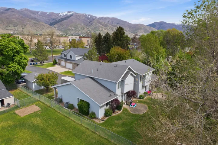 Bird's eye view of a mountain backdrop