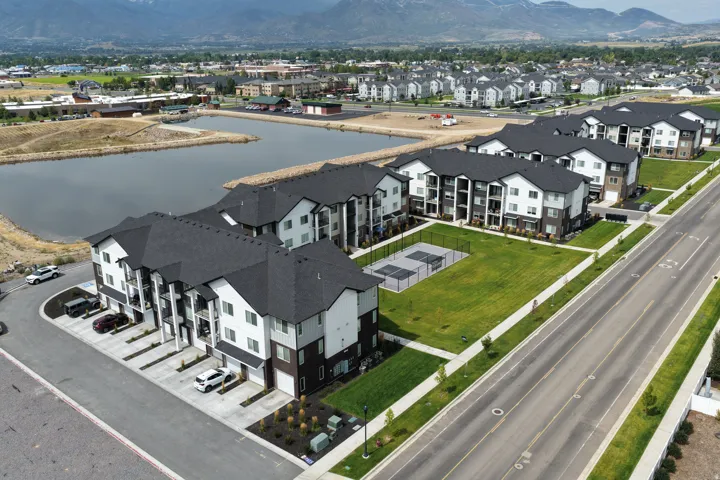 Drone / aerial view of a water and mountain view