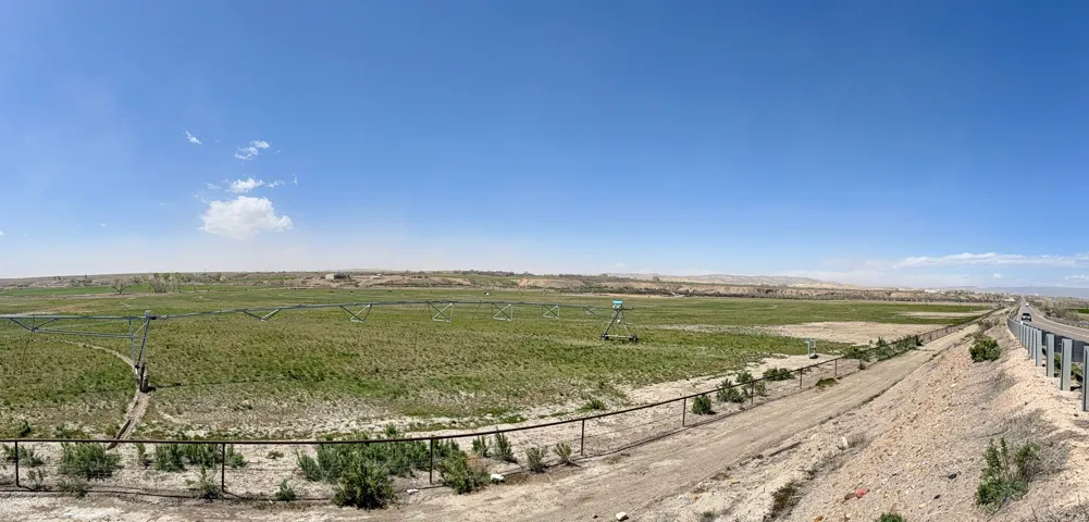 Overview of rural landscape with extensive farmland