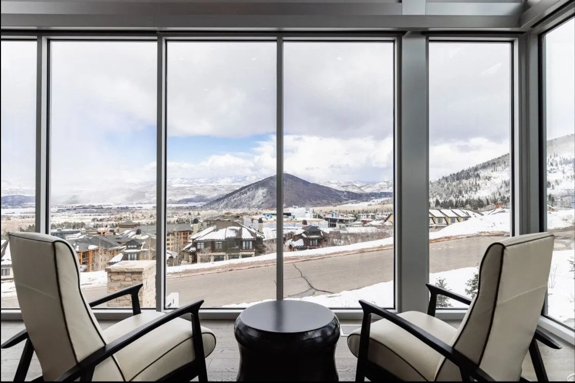 Living area with a mountain view and plenty of natural light