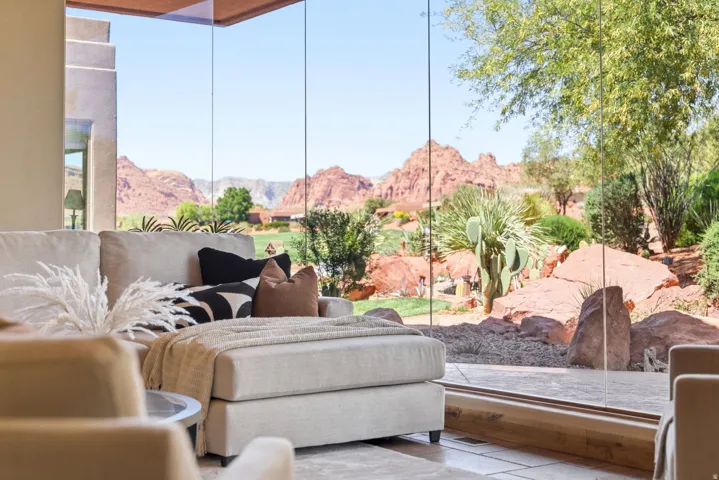 Bedroom featuring a mountain view