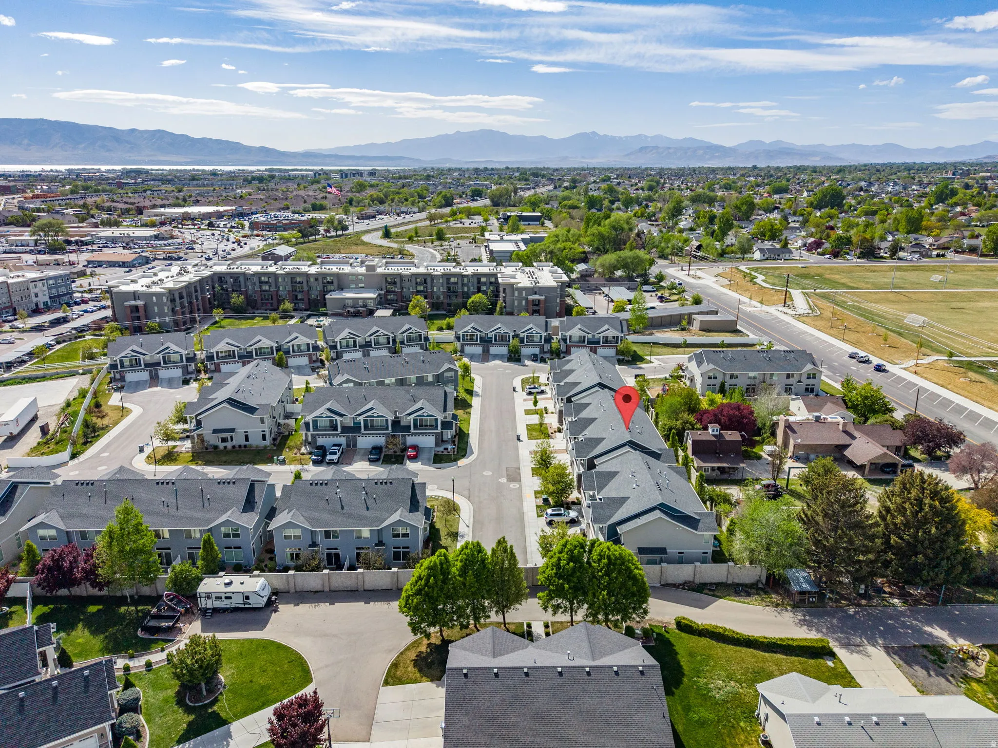 Aerial view of a mountainous background