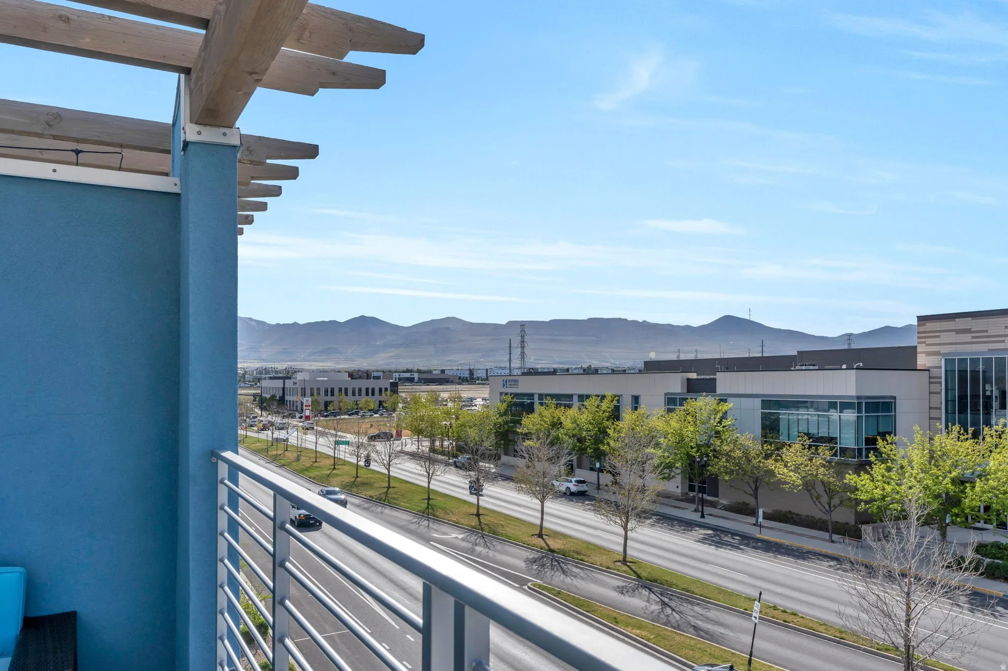 Balcony with a mountain view