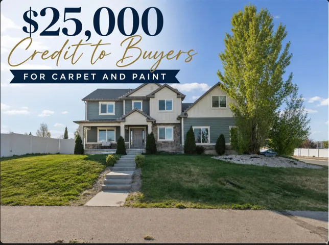 Real Estate Marketing Material. Illustrating a property with an advertised credit for carpet and paint