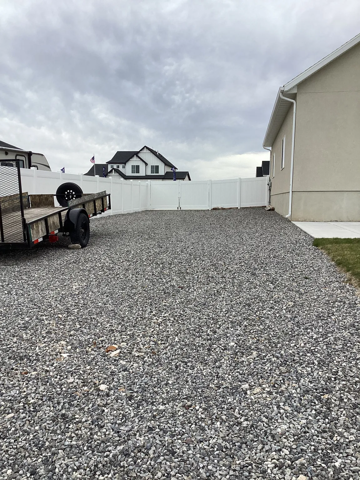 View of fenced backyard