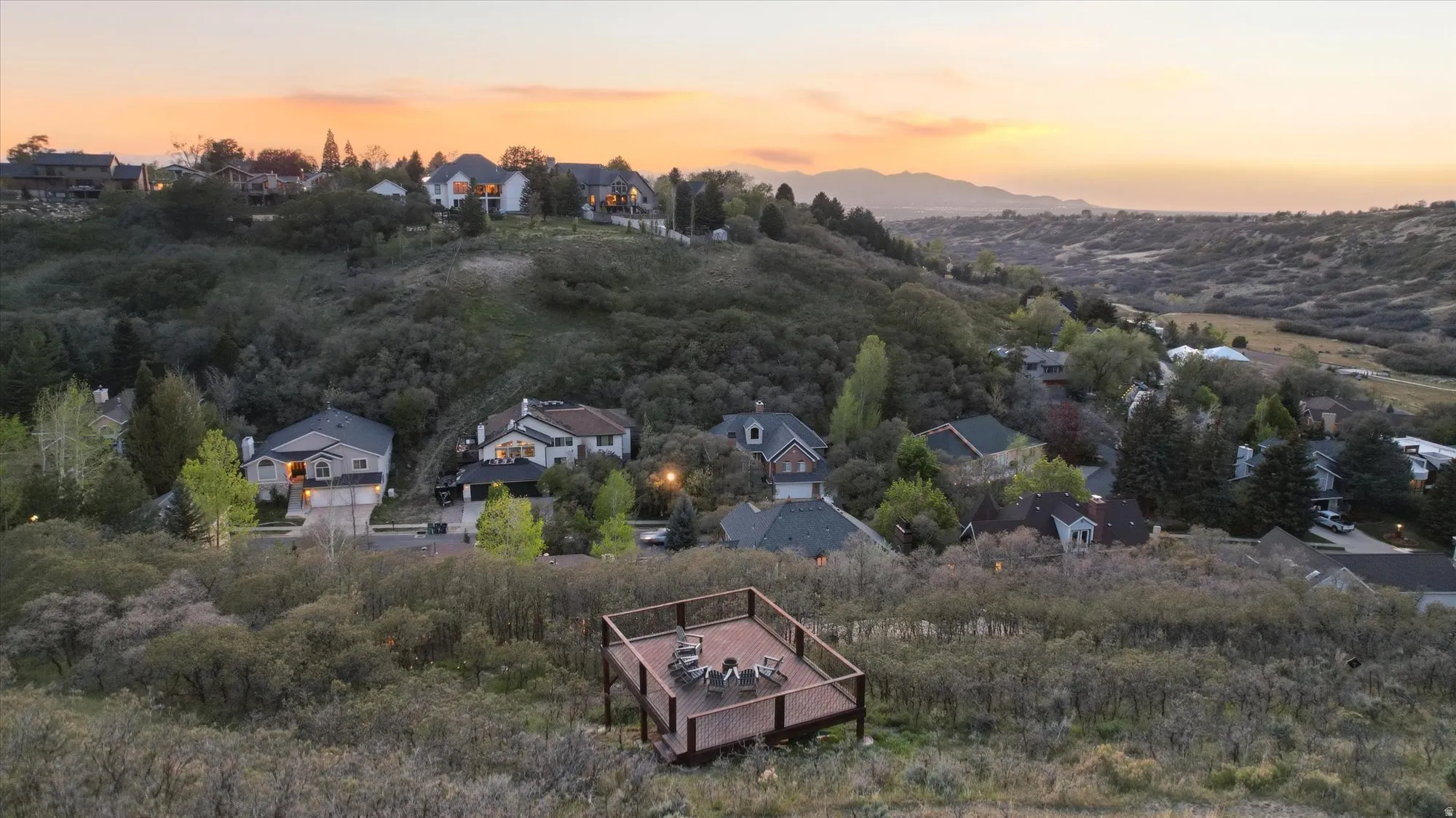 Aerial view of residential area