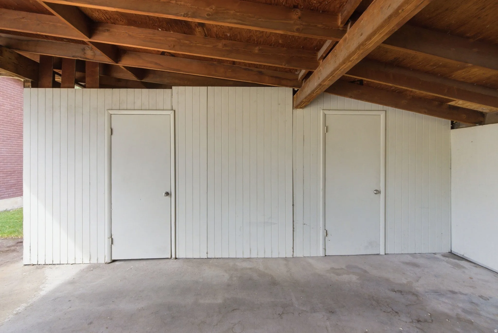 Garage with wooden walls