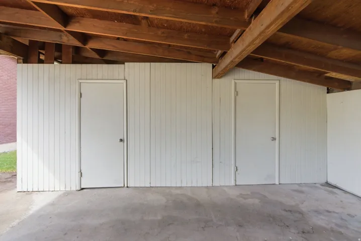 Garage with wooden walls