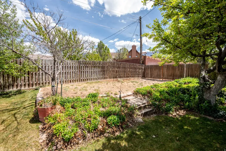 View of fenced backyard