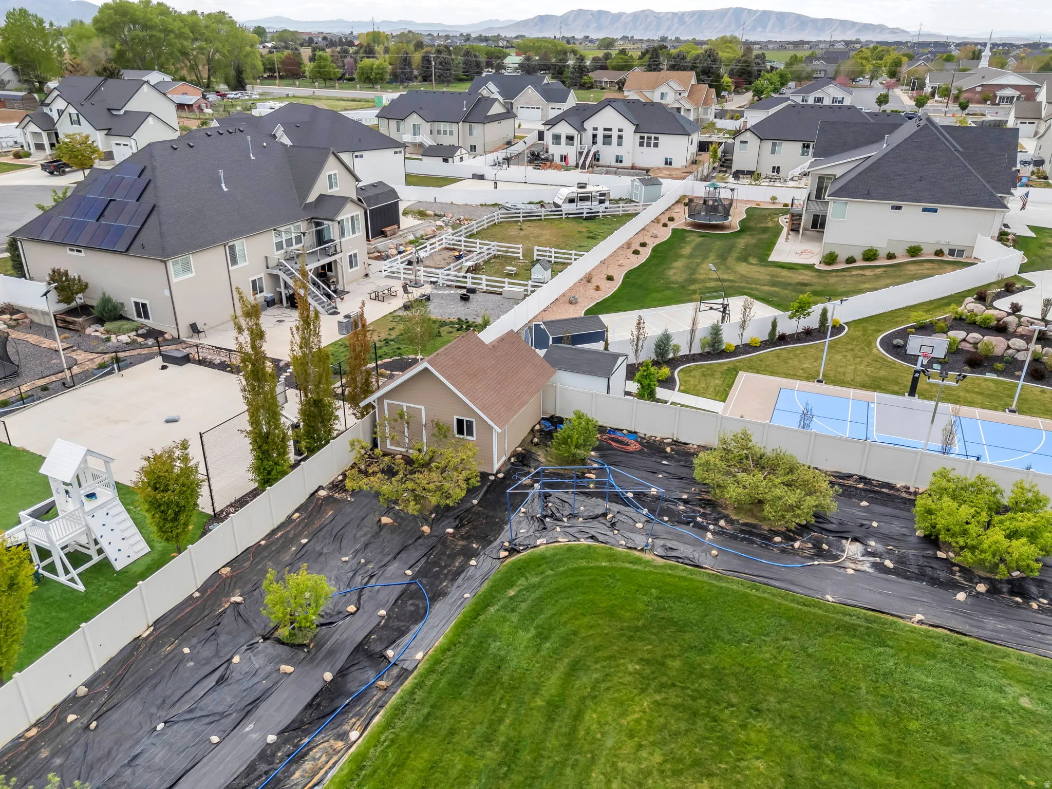 Aerial view of residential area