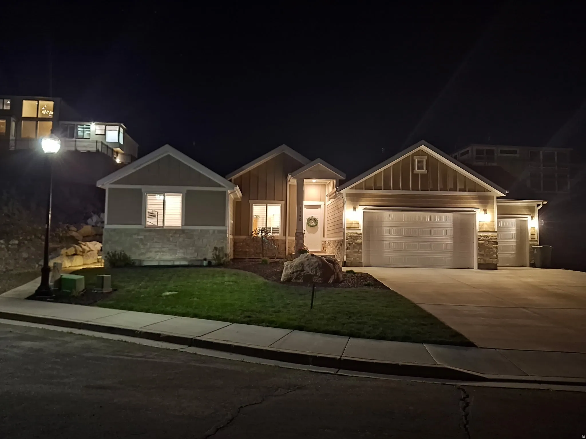 Night view of home (seller photo)