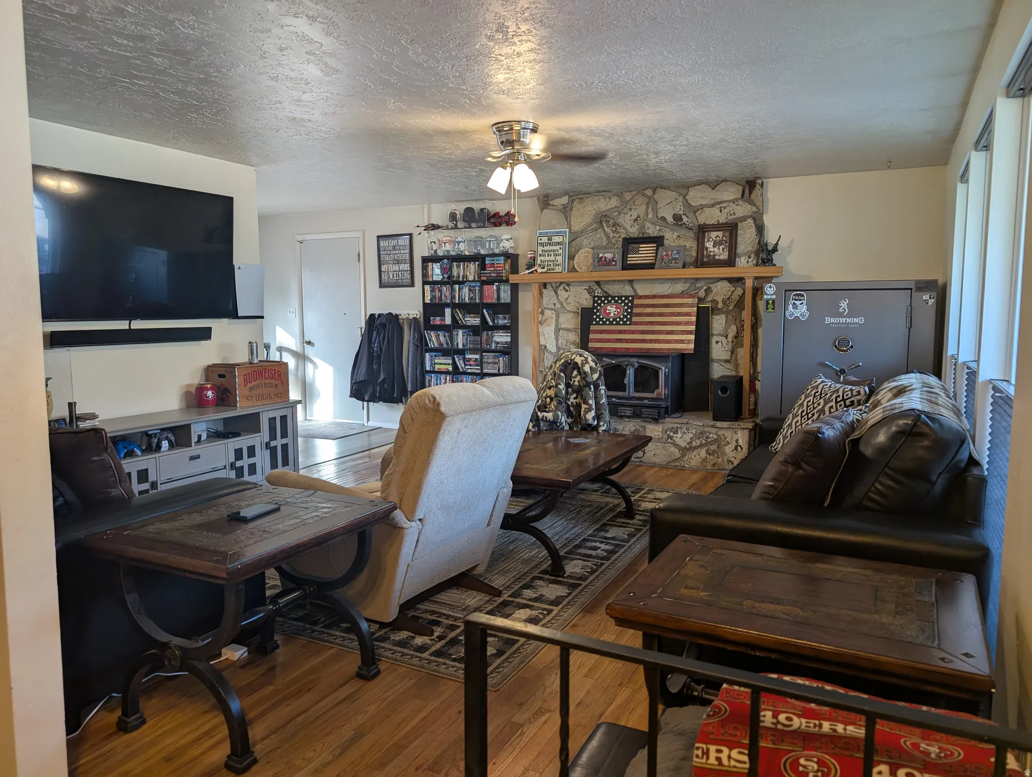 Living area with a wood stove