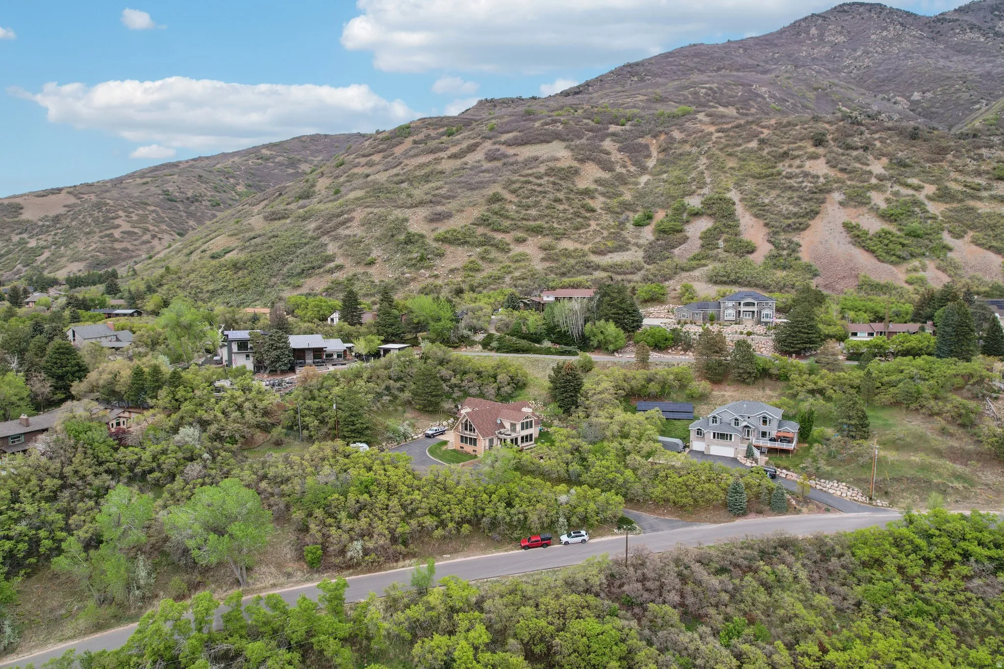 Bird's eye view of a mountain backdrop
