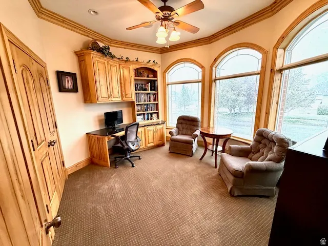 Office with large bay windows