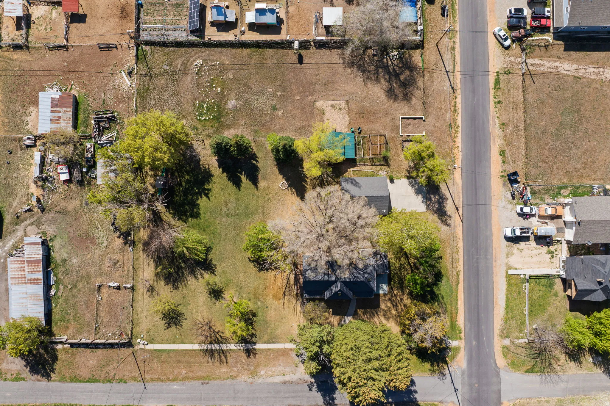 Aerial perspective of suburban area