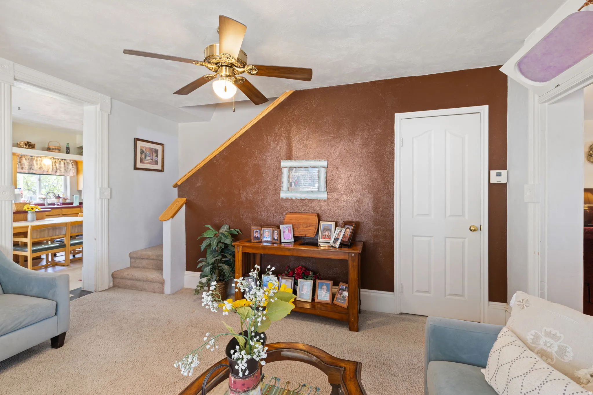 Family room with pellet stove