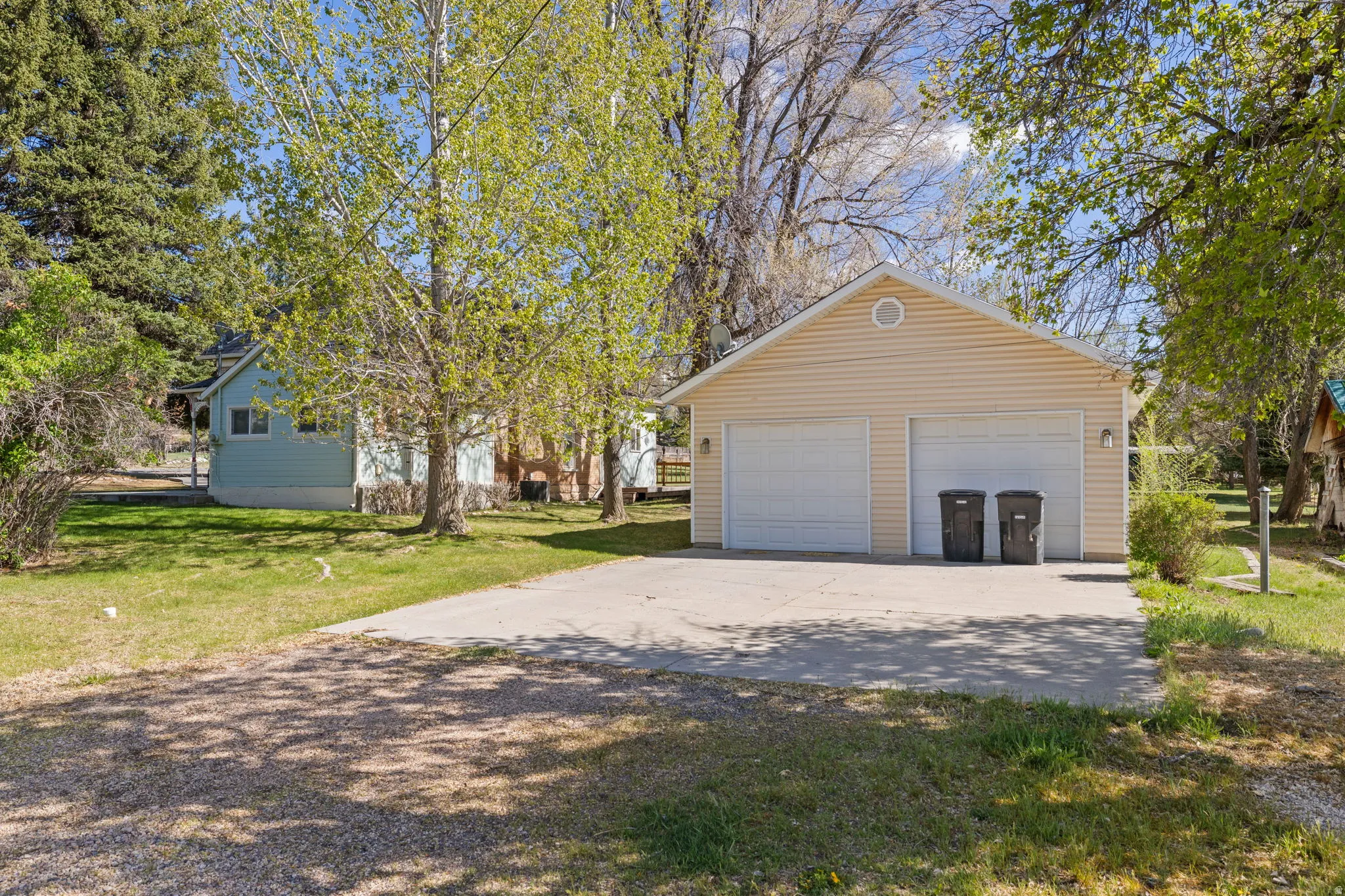 View of detached garage