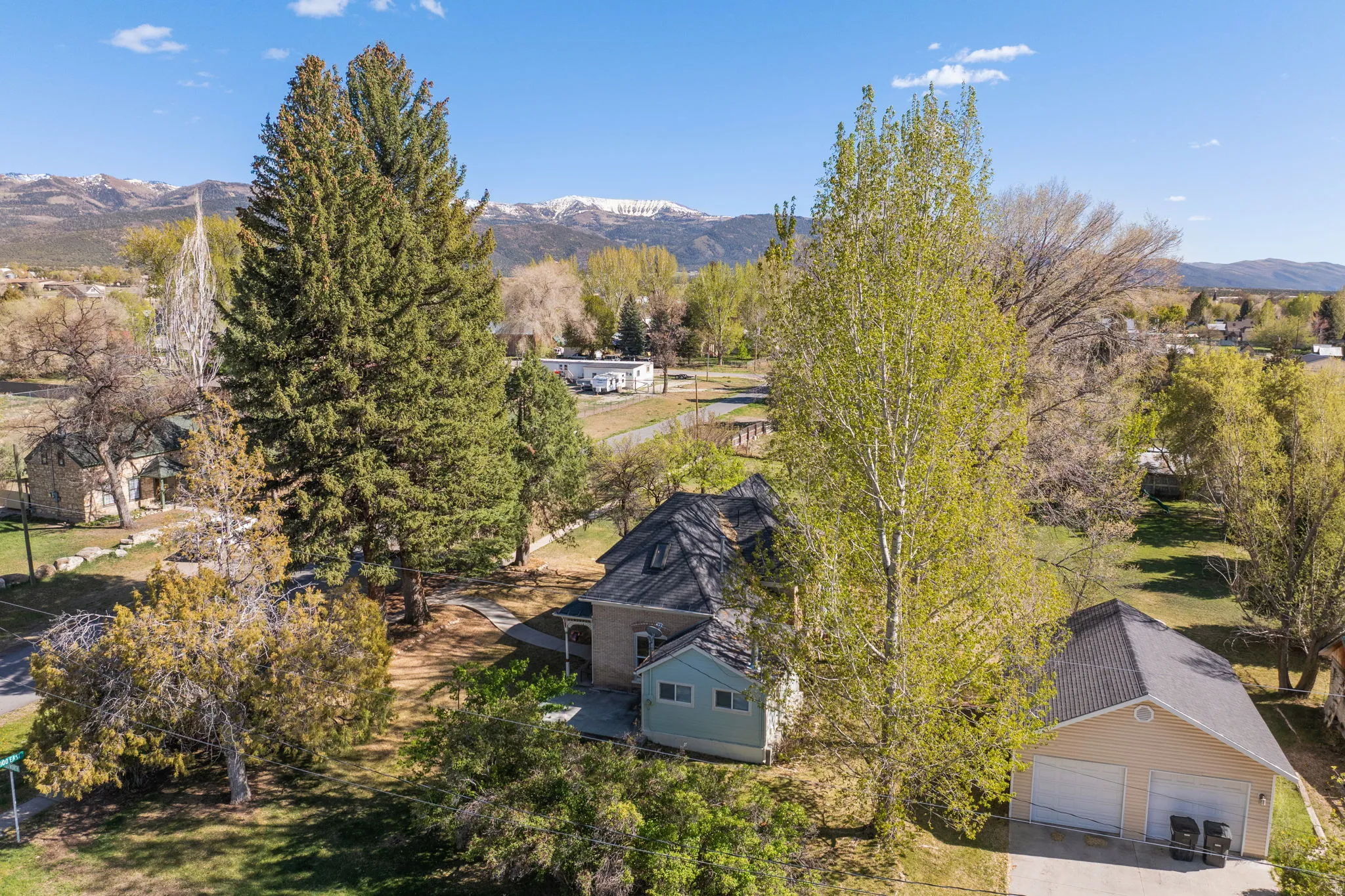 Bird's eye view of a mountain backdrop