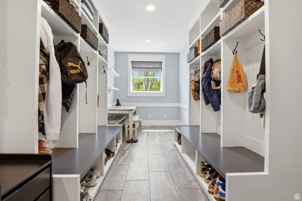 Mudroom with recessed lighting