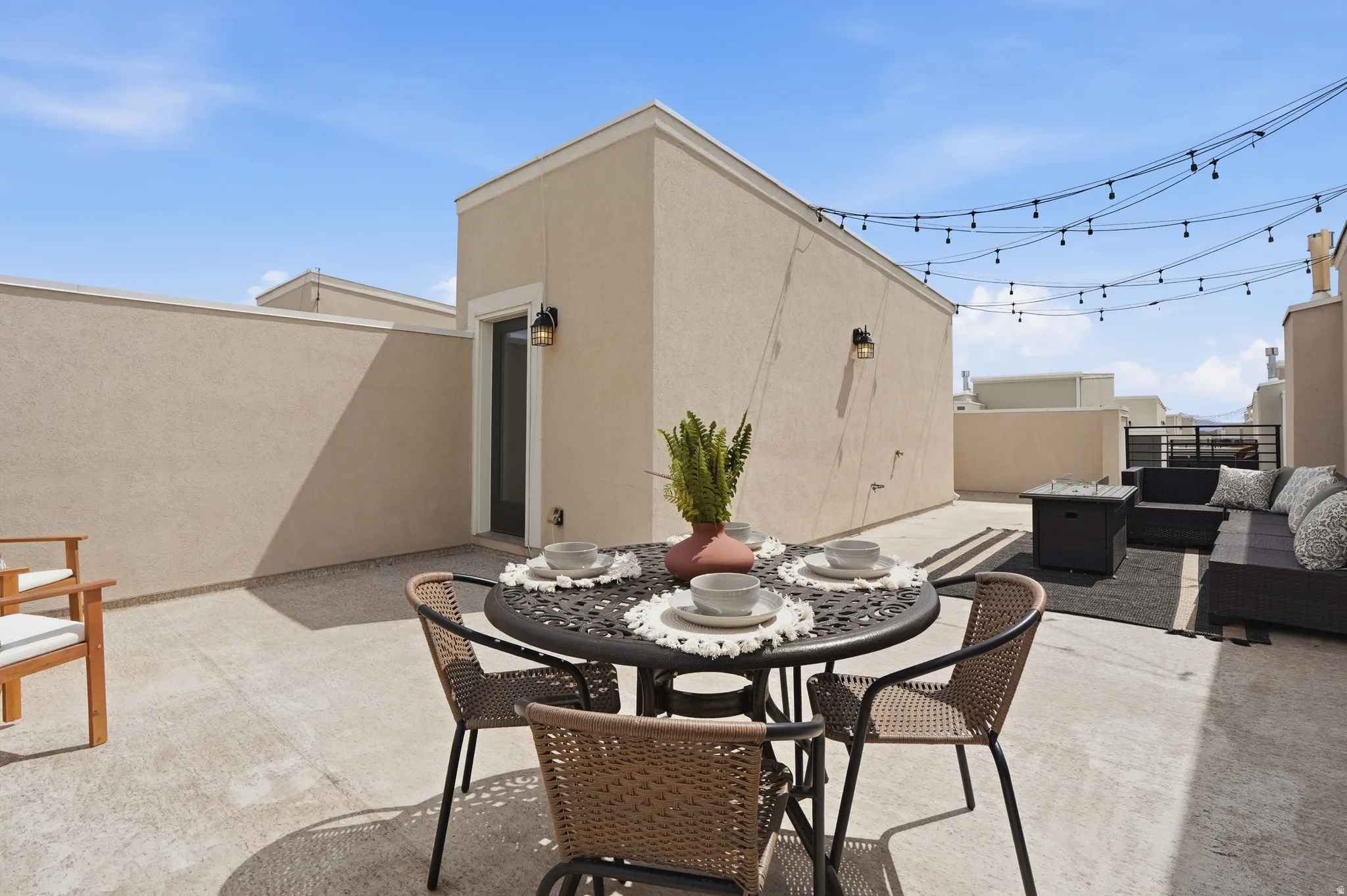 View of patio / terrace with an outdoor living / dining area