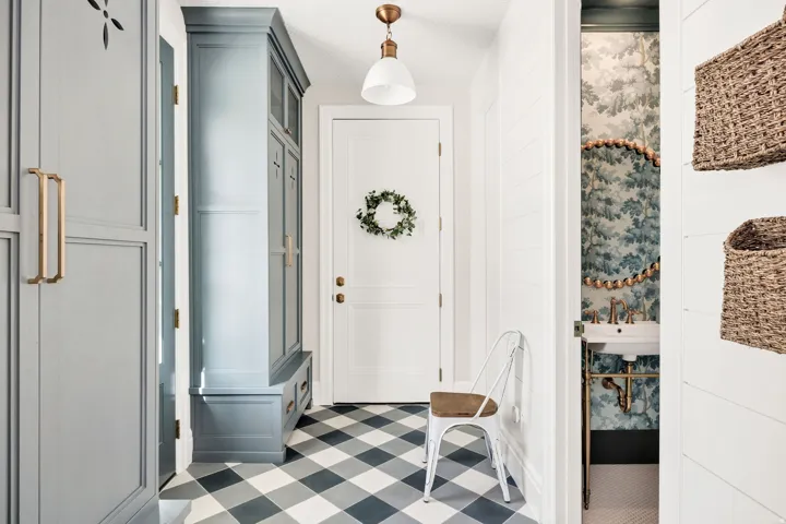 Foyer entrance featuring light floors