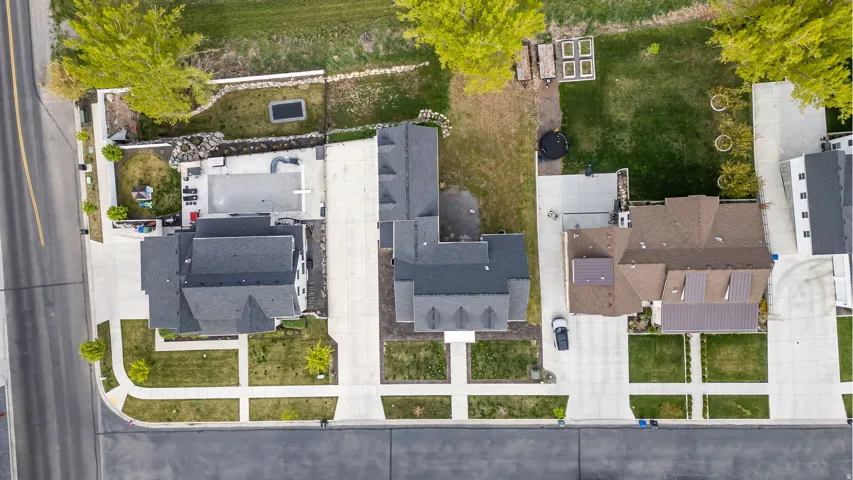 Aerial perspective of suburban area