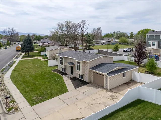 Aerial perspective of suburban area