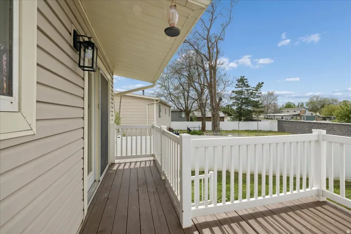 Wooden deck with a lawn