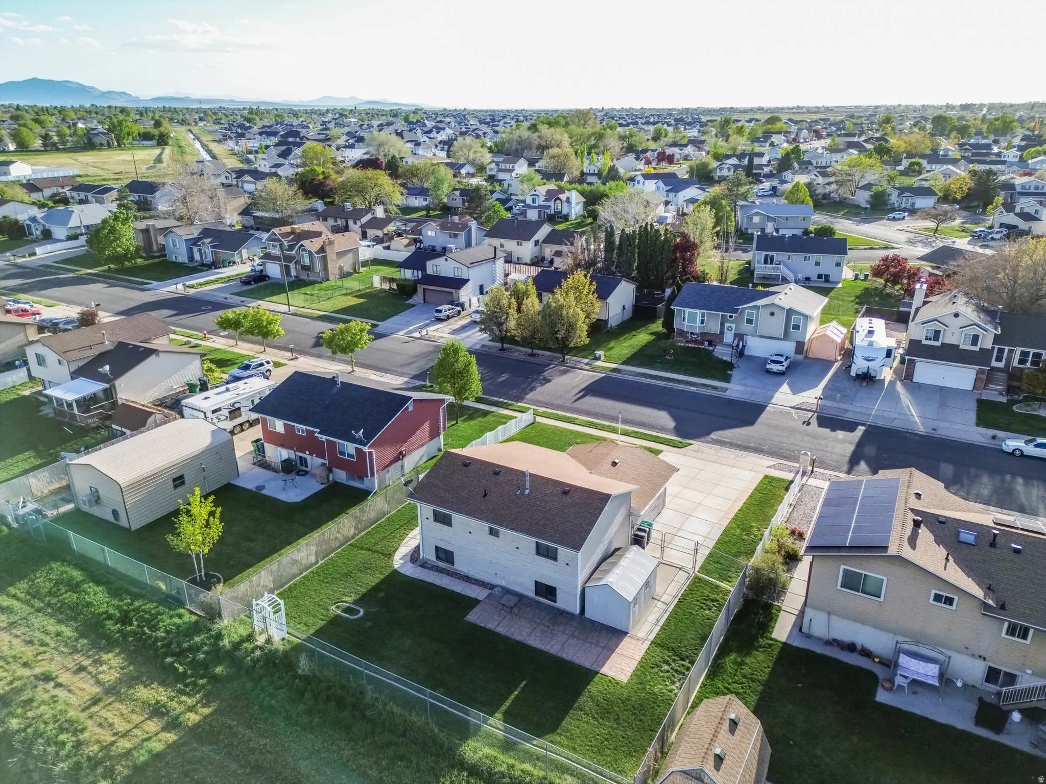 Aerial view of residential area