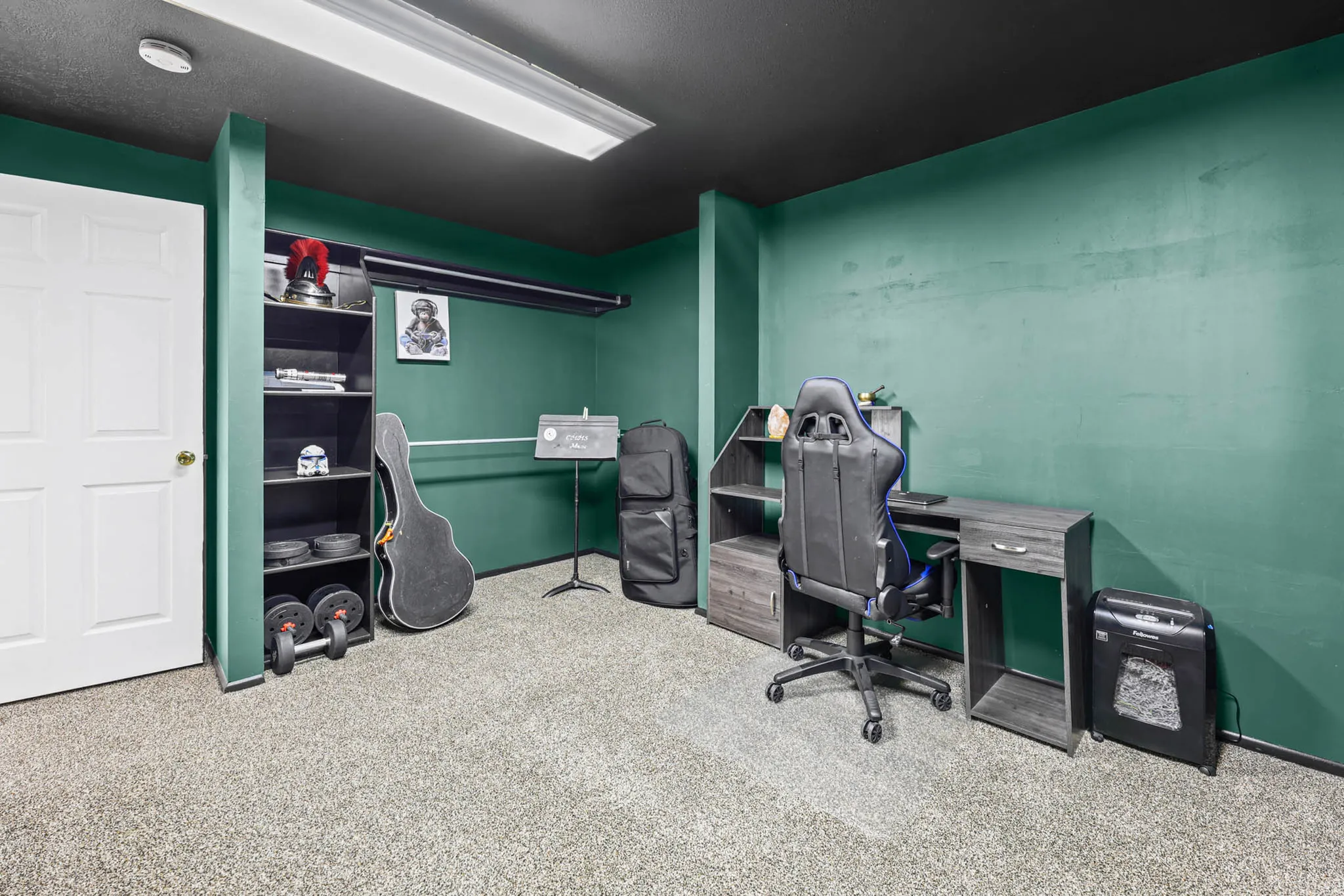 Office space with light carpet