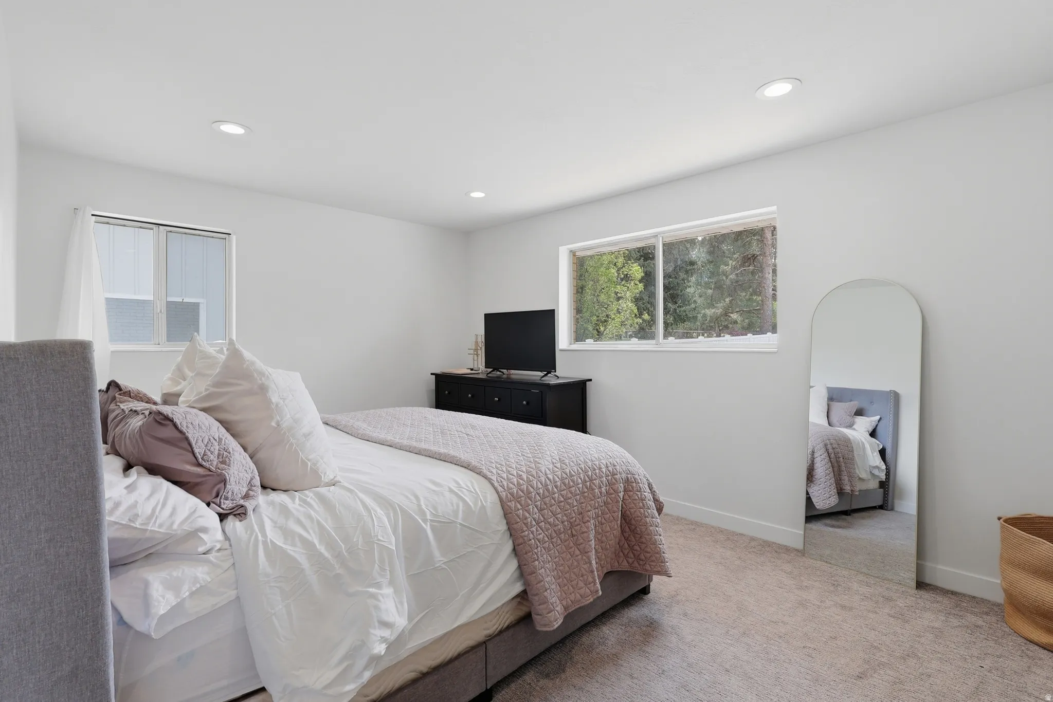 Bedroom with carpet and recessed lighting