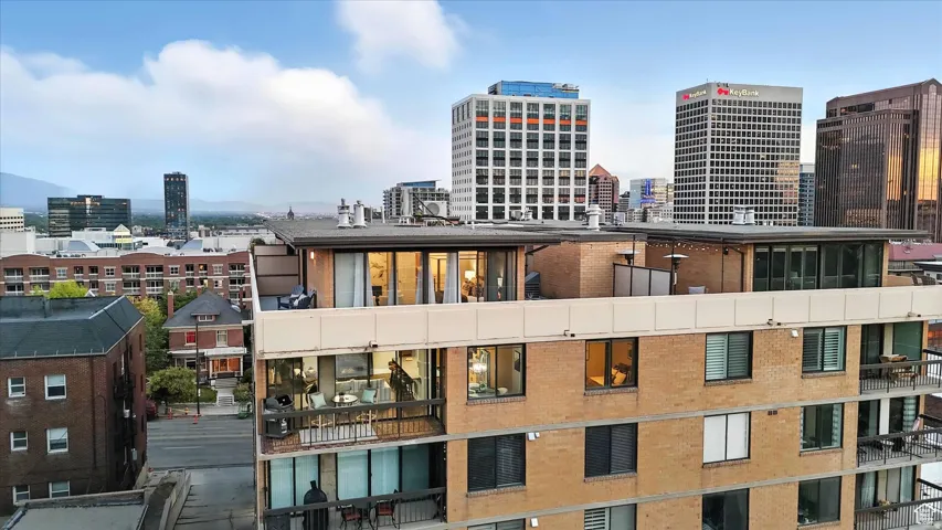 View of roof top deck with skyline view