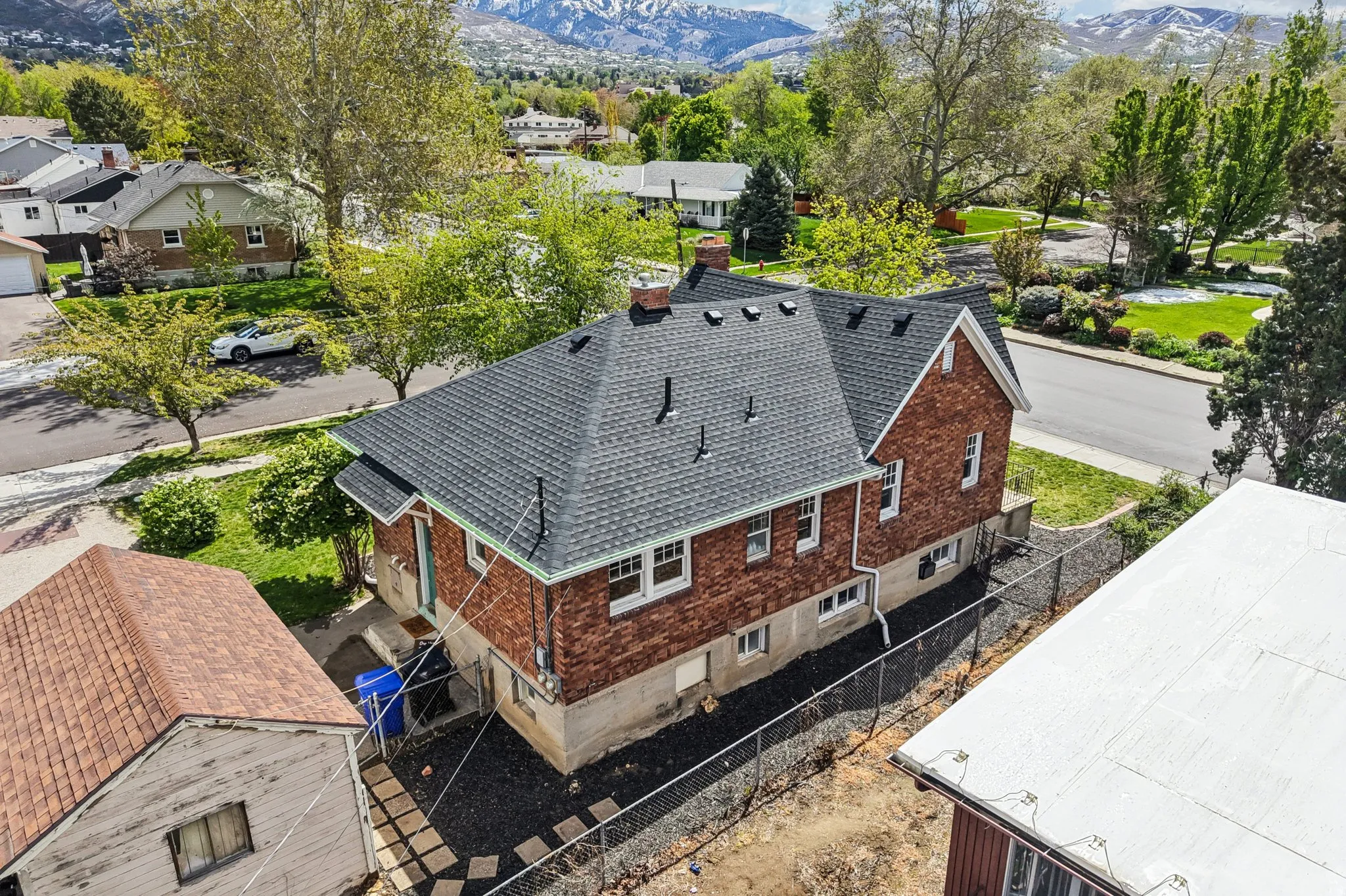 Drone / aerial view of a mountain backdrop