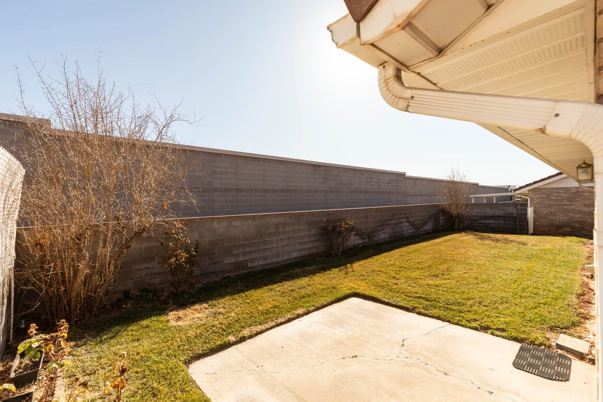 View of fenced backyard