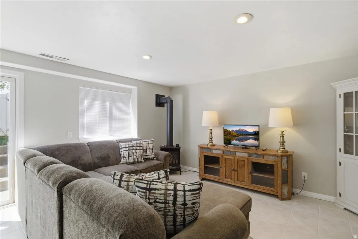 Basement living room with walk-out entrance